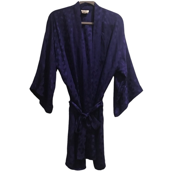 Vintage Lynn La Cava 100% Silk Robe Kimono Wide Sleeves One Size - Picture 1 of 5